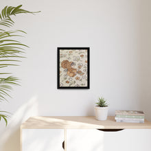 Vintage Girls Collecting Flowers Matte Canvas, Black Frame