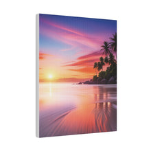 Breathtaking Sunset, Tropical Island, Palm trees Silhouetted, Colorful sky Stunning - Matte Canvas, Stretched, 0.75