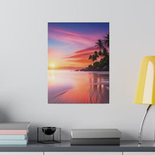 Breathtaking Sunset, Tropical Island, Palm trees Silhouetted, Colorful sky Stunning - Matte Canvas, Stretched, 0.75