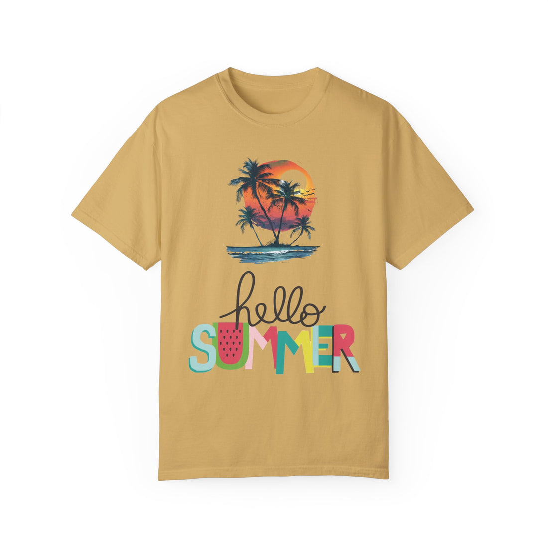 Hello Summer Sunset - Unisex Garment-Dyed T-shirt