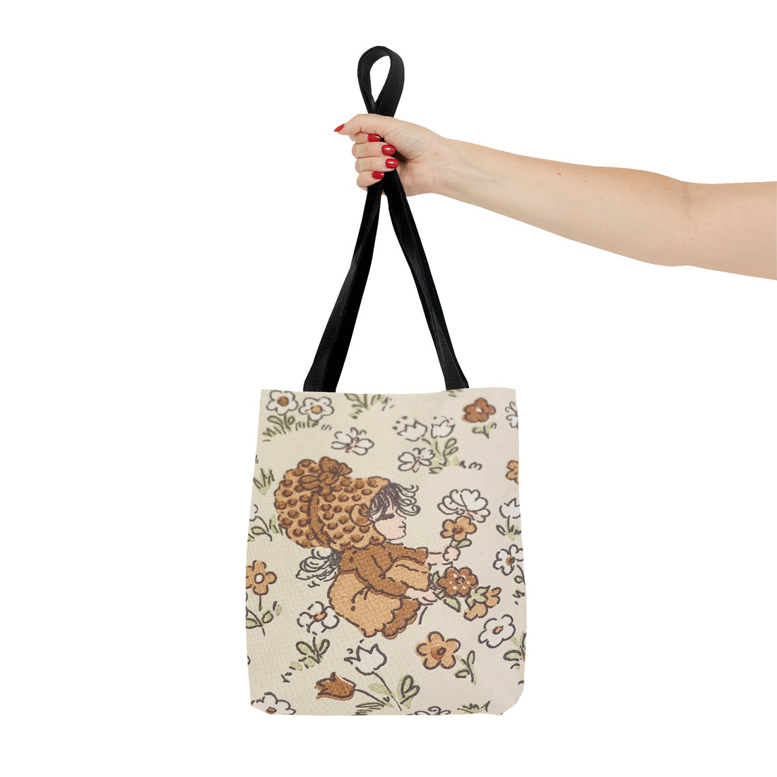 Vintage Girls Collecting Flowers Trending Tote Bag