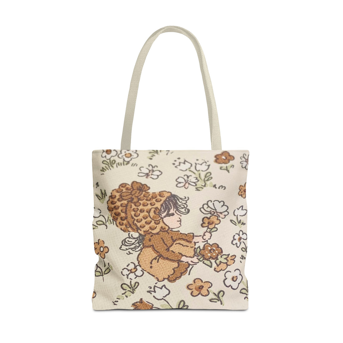 Vintage Girls Collecting Flowers Trending Tote Bag
