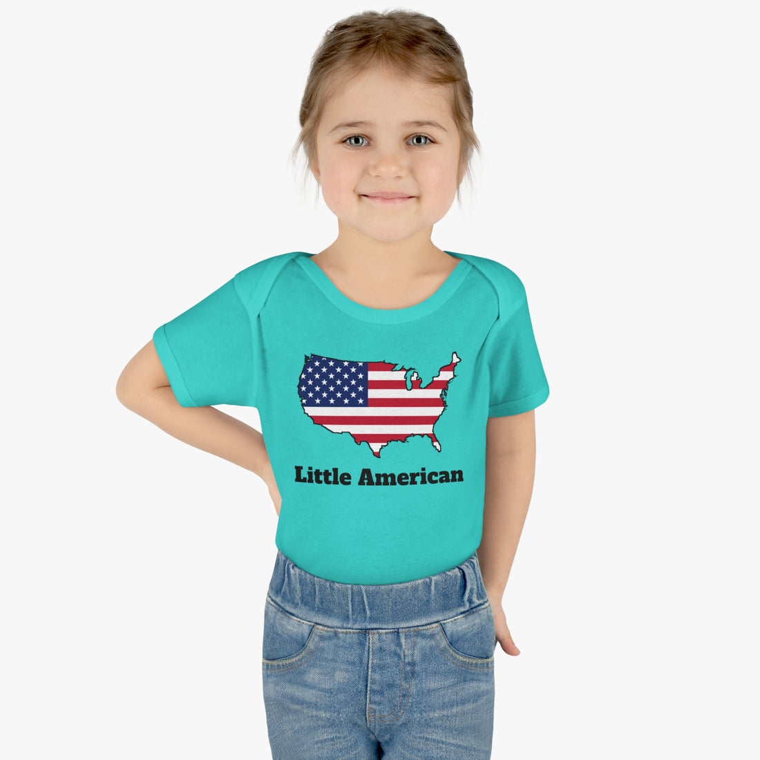 Little American USA flagged Map Infant Baby Rib Bodysuit