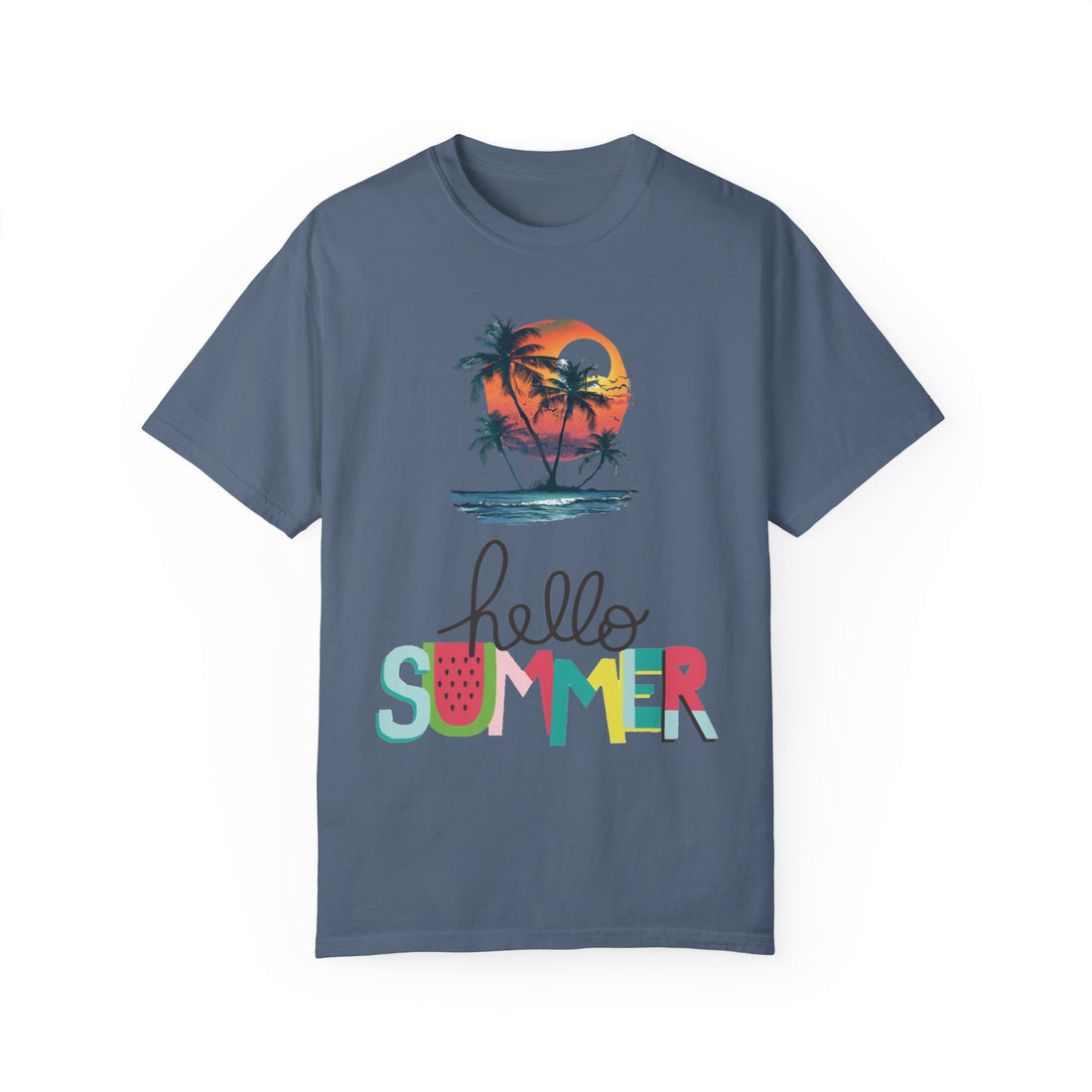 Hello Summer Sunset - Unisex Garment-Dyed T-shirt