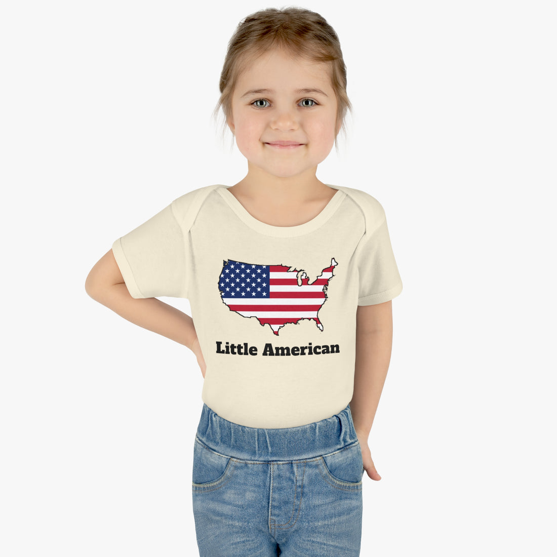 Little American USA flagged Map Infant Baby Rib Bodysuit