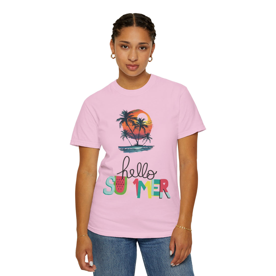 Hello Summer Sunset - Unisex Garment-Dyed T-shirt