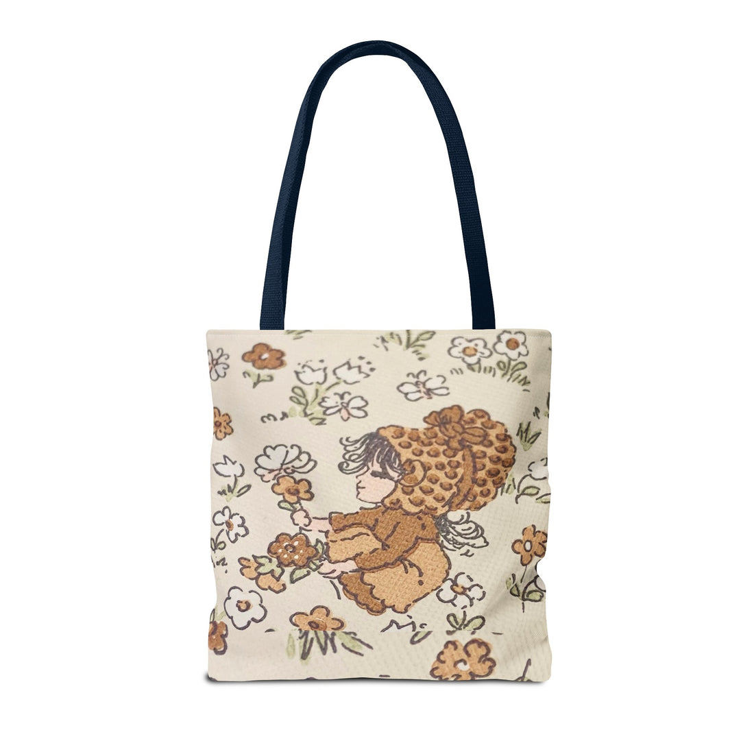 Vintage Girls Collecting Flowers Trending Tote Bag