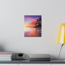 Breathtaking Sunset, Tropical Island, Palm trees Silhouetted, Colorful sky Stunning - Matte Canvas, Stretched, 0.75