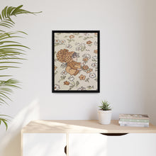 Vintage Girls Collecting Flowers Matte Canvas, Black Frame