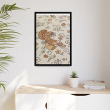 Vintage Girls Collecting Flowers Matte Canvas, Black Frame