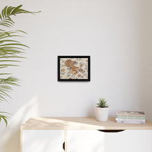 Vintage Girls Collecting Flowers Matte Canvas, Black Frame
