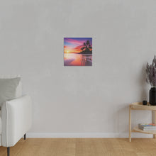 Breathtaking Sunset, Tropical Island, Palm trees Silhouetted, Colorful sky Stunning - Matte Canvas, Stretched, 0.75