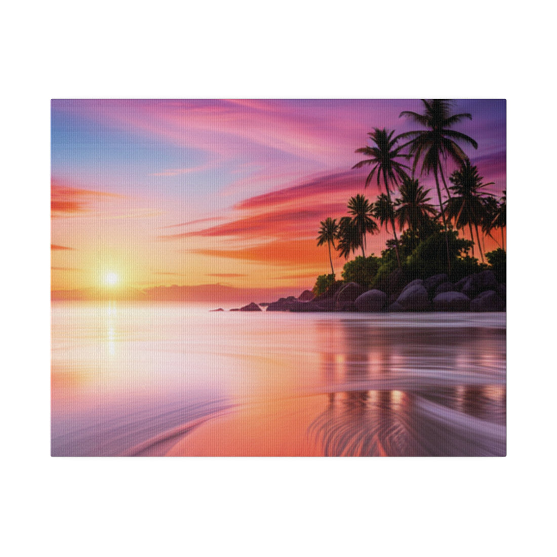 Tropical Island Sunset Matte Canvas, Stretched 0.75"