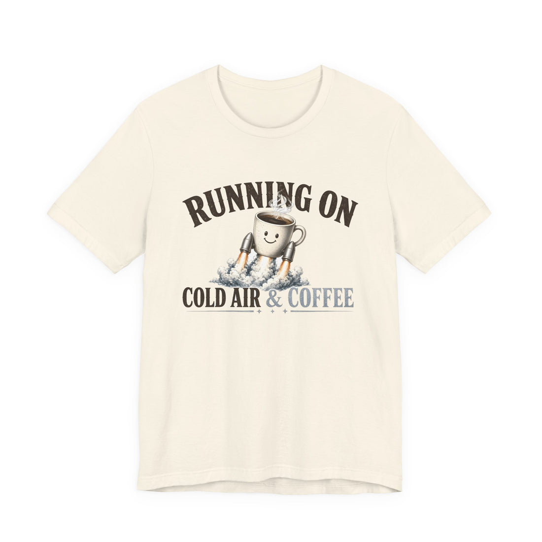 Running On Cold Air and Coffee Rocket Mug Tee