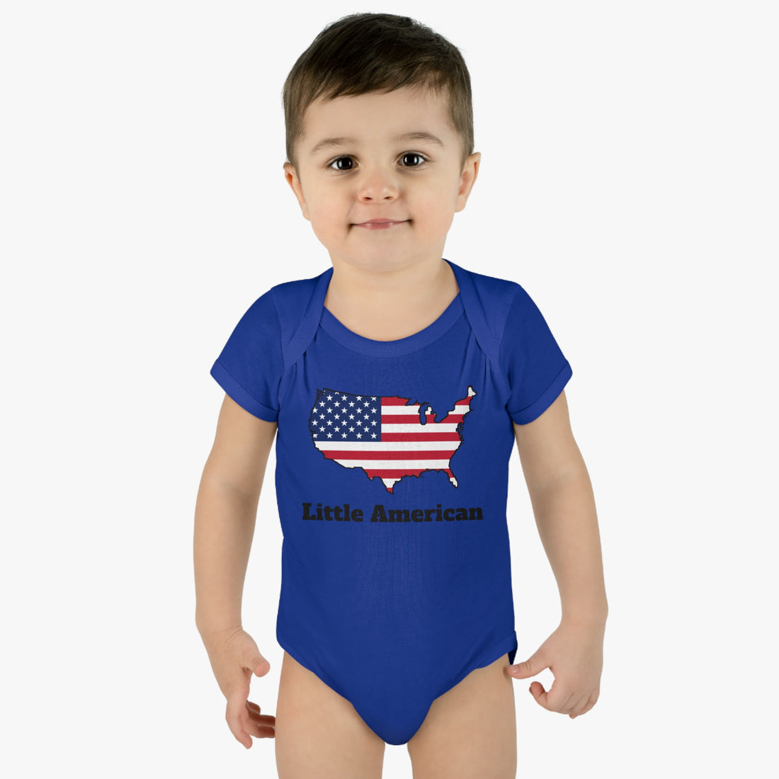 Little American USA flagged Map Infant Baby Rib Bodysuit