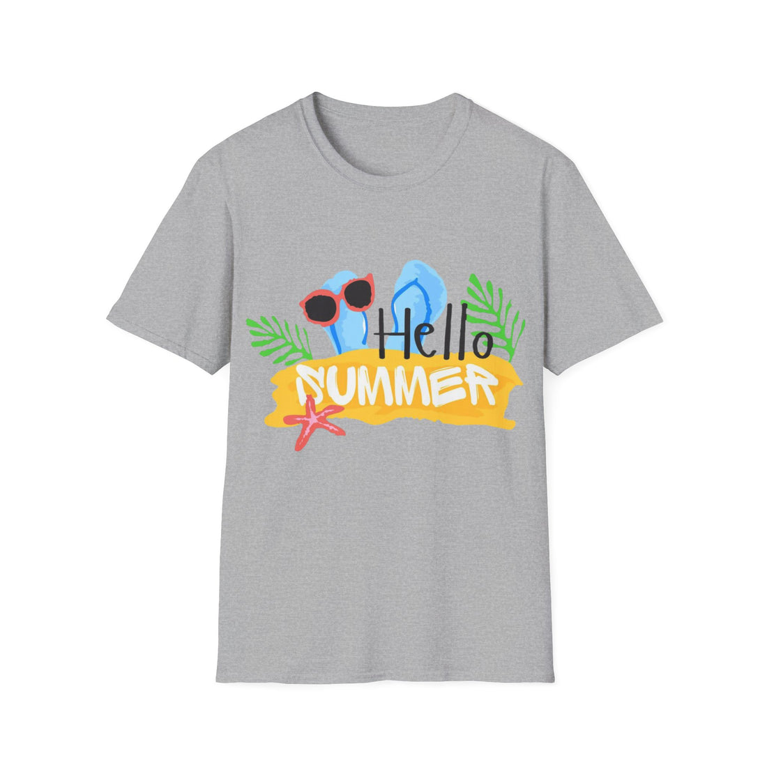 Hello Summer & Tiger in Back Unisex Softstyle T-Shirt