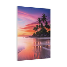 Breathtaking Sunset, Tropical Island, Palm trees Silhouetted, Colorful sky Stunning - Matte Canvas, Stretched, 0.75