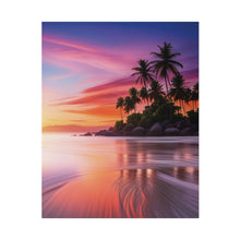Breathtaking Sunset, Tropical Island, Palm trees Silhouetted, Colorful sky Stunning - Matte Canvas, Stretched, 0.75