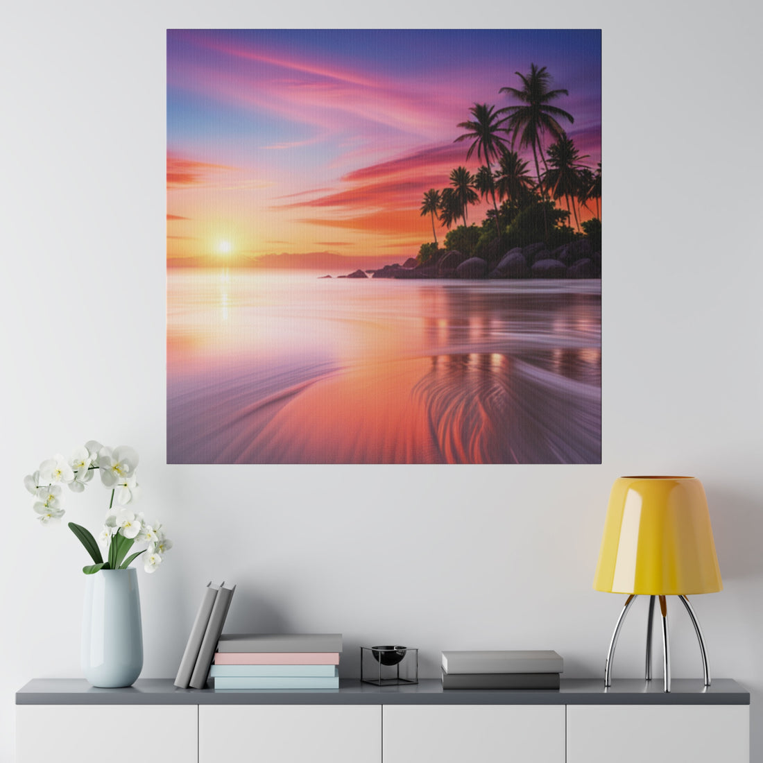 Tropical Island Sunset Matte Canvas, Stretched 0.75"