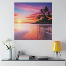 Breathtaking Sunset, Tropical Island, Palm trees Silhouetted, Colorful sky Stunning - Matte Canvas, Stretched, 0.75