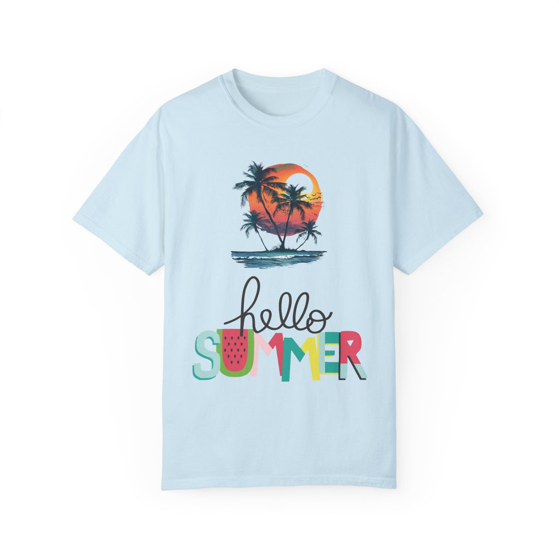 Hello Summer Sunset - Unisex Garment-Dyed T-shirt