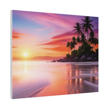 Breathtaking Sunset, Tropical Island, Palm trees Silhouetted, Colorful sky Stunning - Matte Canvas, Stretched, 0.75