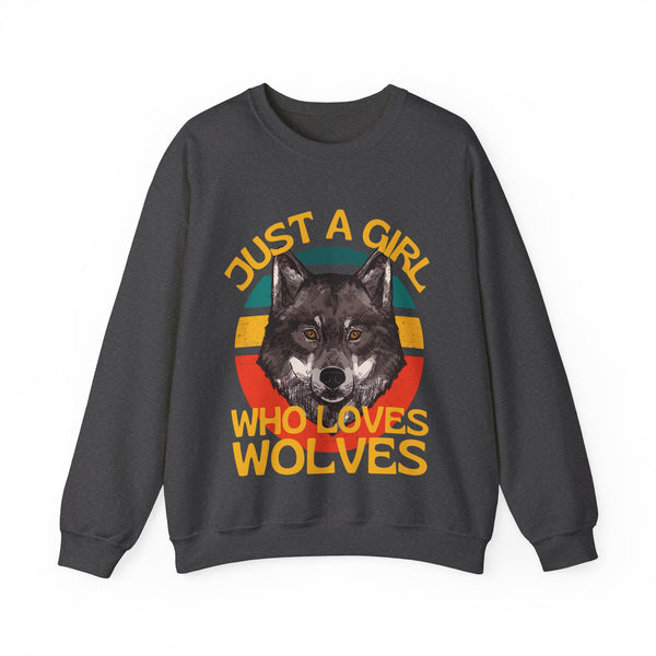 Just A Girl Who Love Wolves Unisex Heavy Blend™ Crewneck Sweatshirt
