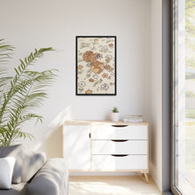 Vintage Girls Collecting Flowers Matte Canvas, Black Frame