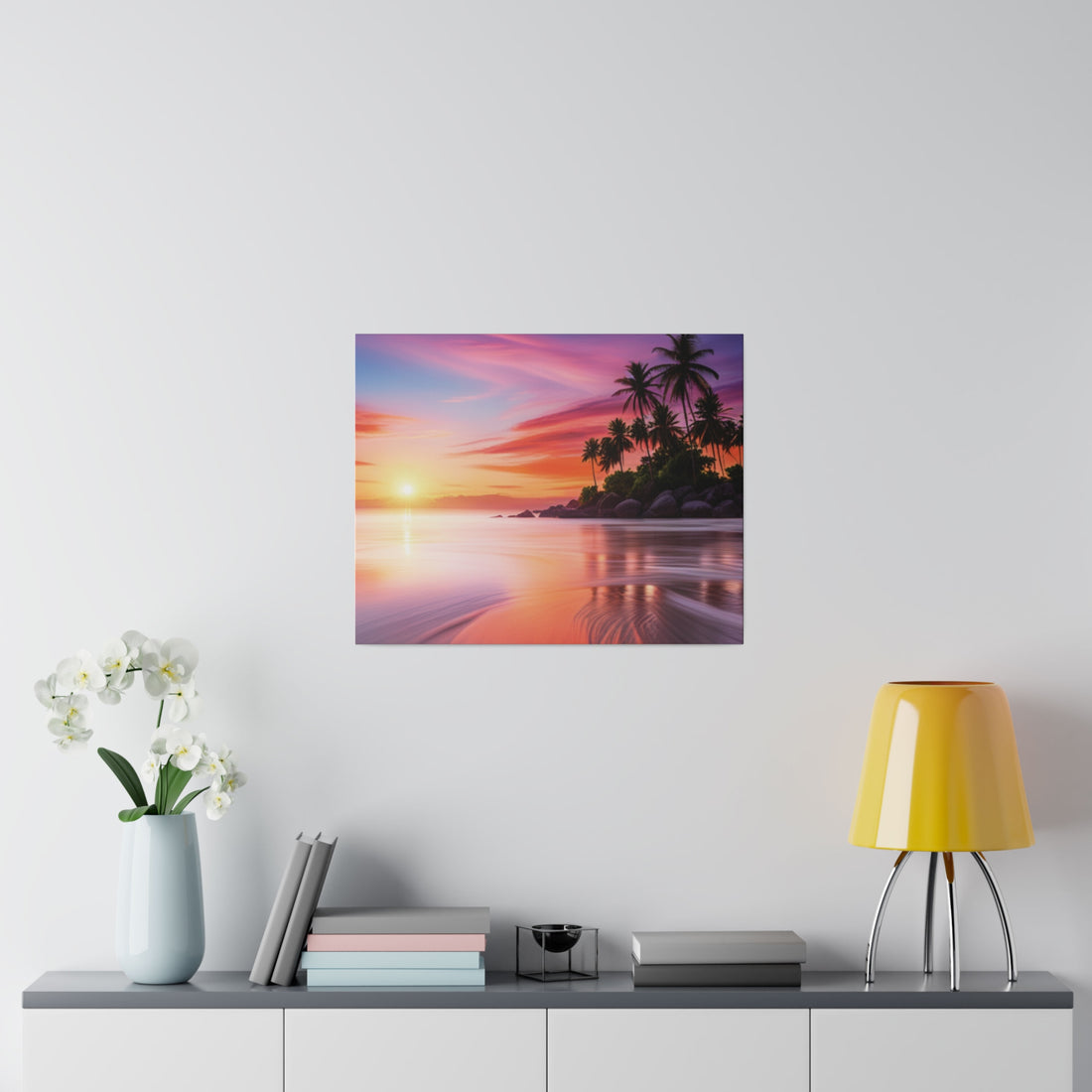 Tropical Island Sunset Matte Canvas, Stretched 0.75"