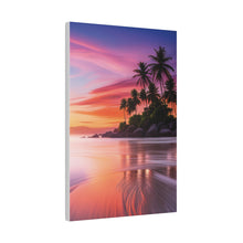 Breathtaking Sunset, Tropical Island, Palm trees Silhouetted, Colorful sky Stunning - Matte Canvas, Stretched, 0.75