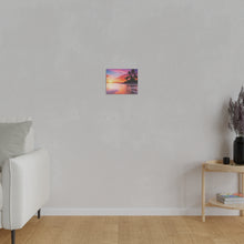 Breathtaking Sunset, Tropical Island, Palm trees Silhouetted, Colorful sky Stunning - Matte Canvas, Stretched, 0.75