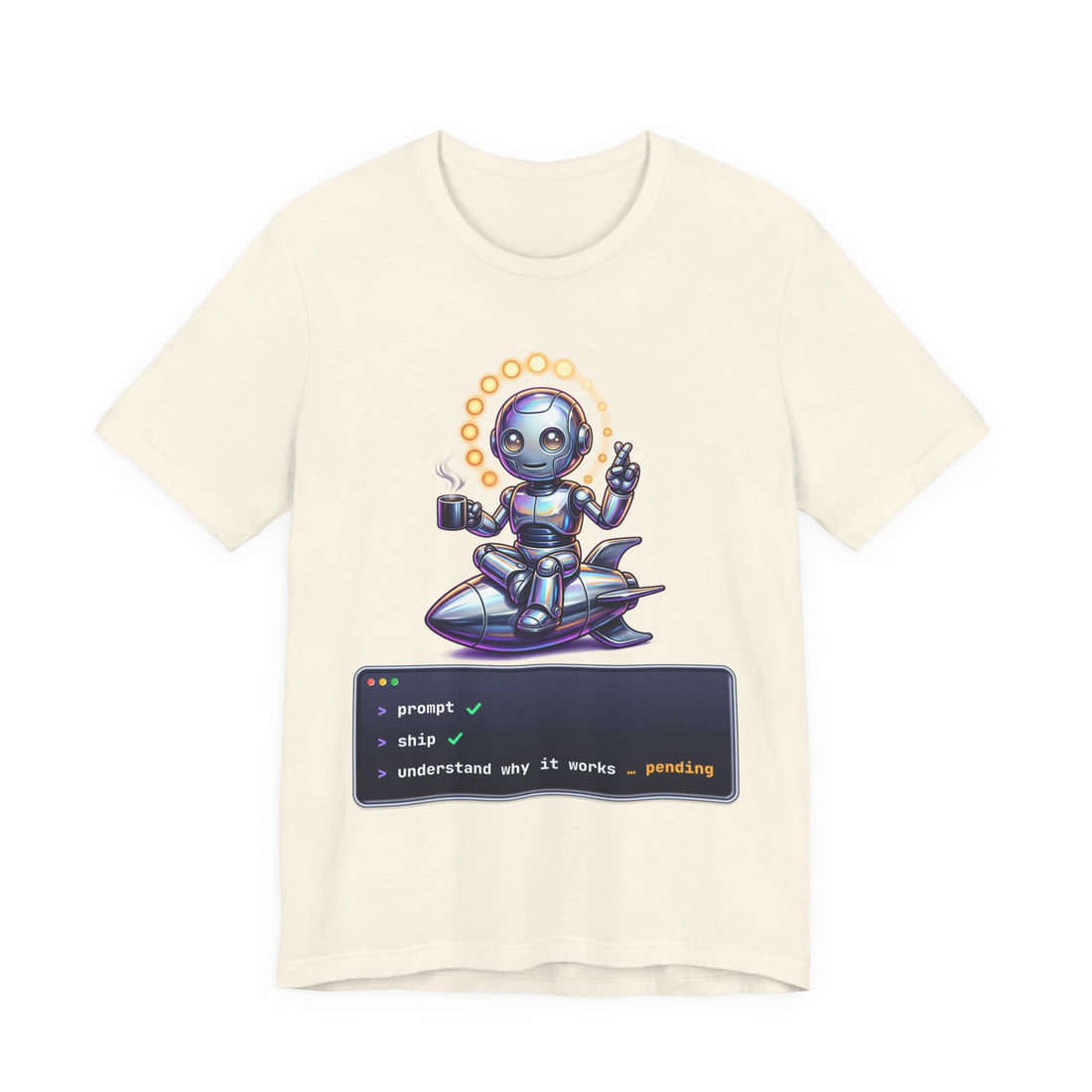 Prompt Ship Pending funny AI developer t-shirt by Inkida, view 3