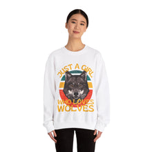 Just A Girl Who Love Wolves Unisex Heavy Blend™ Crewneck Sweatshirt