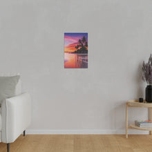 Breathtaking Sunset, Tropical Island, Palm trees Silhouetted, Colorful sky Stunning - Matte Canvas, Stretched, 0.75