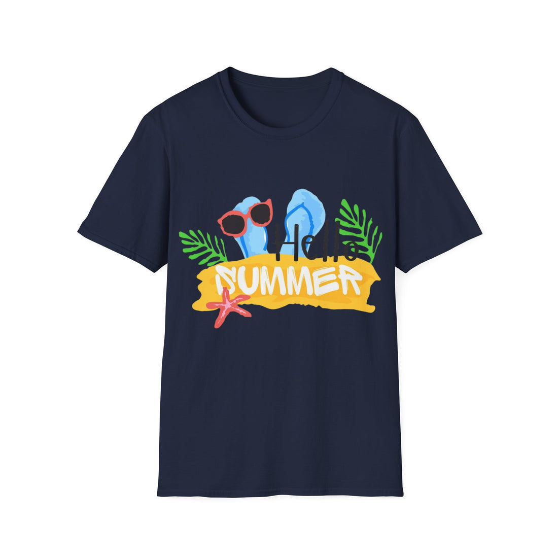 Hello Summer & Tiger in Back Unisex Softstyle T-Shirt
