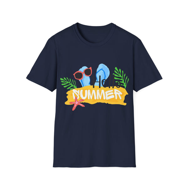 Hello Summer & Tiger in Back Unisex Softstyle T-Shirt