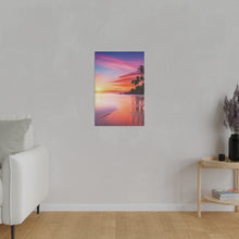 Breathtaking Sunset, Tropical Island, Palm trees Silhouetted, Colorful sky Stunning - Matte Canvas, Stretched, 0.75