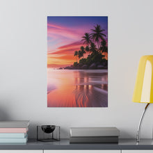 Breathtaking Sunset, Tropical Island, Palm trees Silhouetted, Colorful sky Stunning - Matte Canvas, Stretched, 0.75