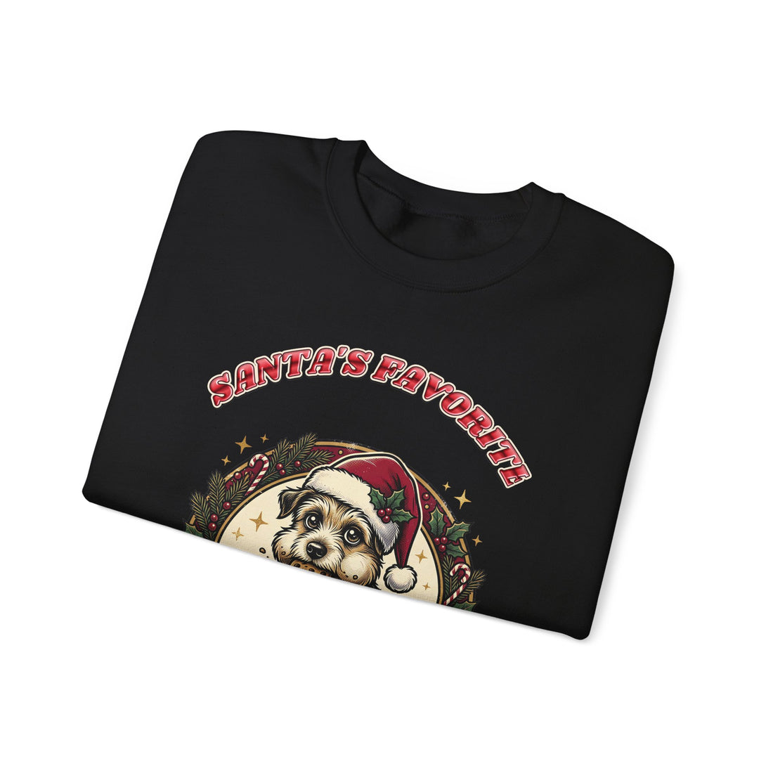 funny dog Christmas sweatshirt Santa's Favorite Snack Thief, dark color by Inkida, view 6