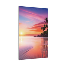 Breathtaking Sunset, Tropical Island, Palm trees Silhouetted, Colorful sky Stunning - Matte Canvas, Stretched, 0.75