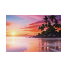 Breathtaking Sunset, Tropical Island, Palm trees Silhouetted, Colorful sky Stunning - Matte Canvas, Stretched, 0.75