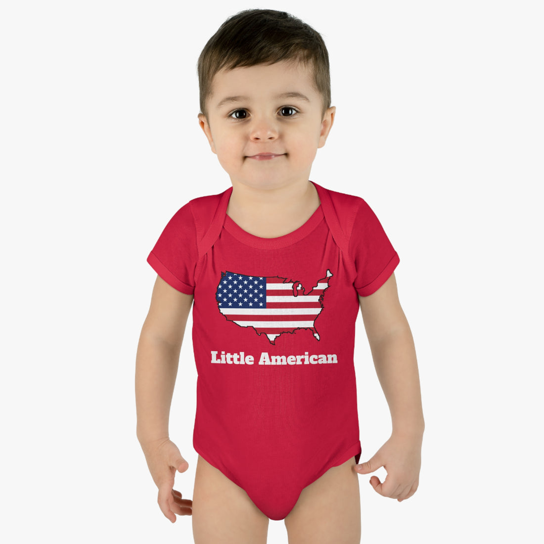 Little American USA flagged Map Infant Baby Rib Bodysuit