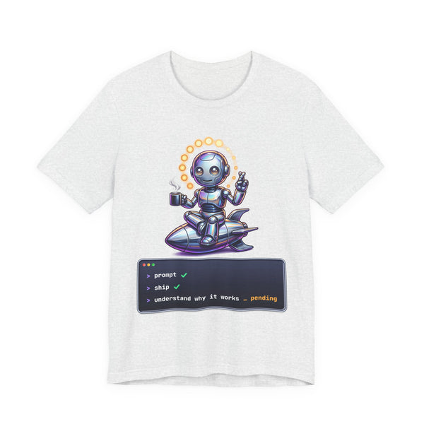 Prompt Ship Pending funny AI developer t-shirt by Inkida, view 2