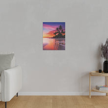Breathtaking Sunset, Tropical Island, Palm trees Silhouetted, Colorful sky Stunning - Matte Canvas, Stretched, 0.75