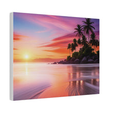 Breathtaking Sunset, Tropical Island, Palm trees Silhouetted, Colorful sky Stunning - Matte Canvas, Stretched, 0.75