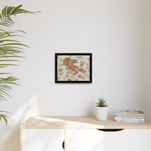 Vintage Girls Collecting Flowers Matte Canvas, Black Frame