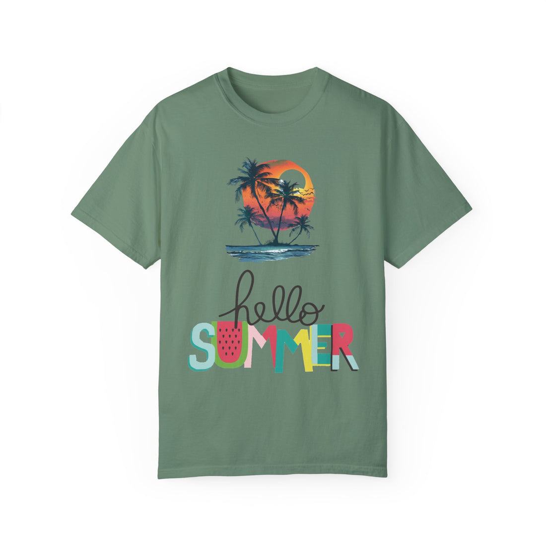 Hello Summer Sunset - Unisex Garment-Dyed T-shirt