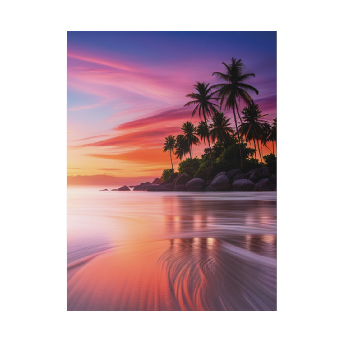 Tropical Island Sunset Matte Canvas, Stretched 0.75"