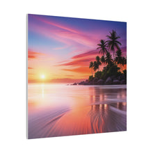 Breathtaking Sunset, Tropical Island, Palm trees Silhouetted, Colorful sky Stunning - Matte Canvas, Stretched, 0.75