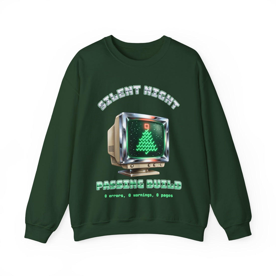 programmer Christmas sweatshirt Silent Night Passing Build, dark color by Inkida, view 3